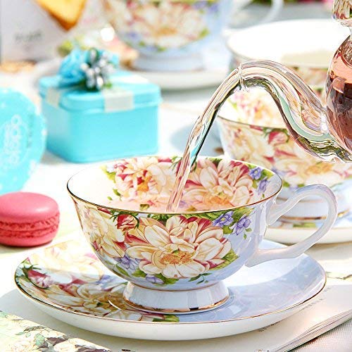 Amazon | Vintage Fine Bone China Tea Cup Spoon and Saucer Set Gold